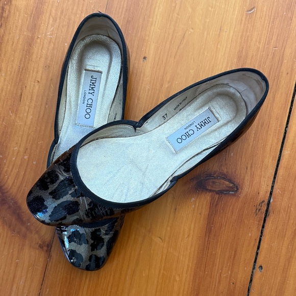 Jimmy Choo Shoes - Jimmy Choo Black and Brown Animal Print Flats